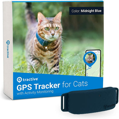 Cat GPS Tracker with Activity Monitoring, Fits Any Collar (Dark Blue)