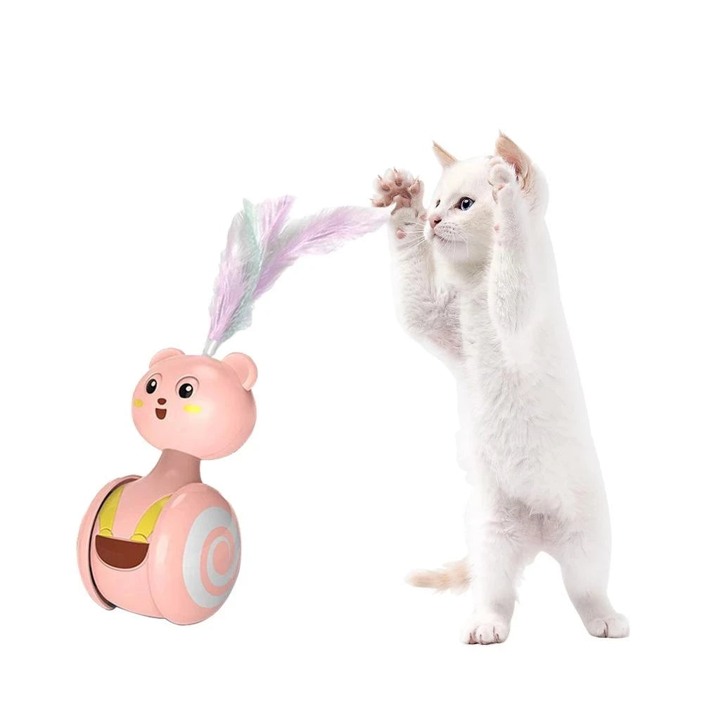 Tumbler Swing Toys for Cats, Interactive Toy with Feather Ball Cat Accessories