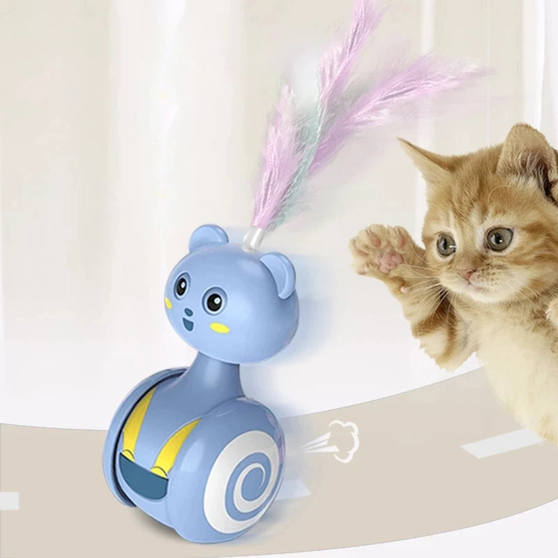 Tumbler Swing Toys for Cats, Interactive Toy with Feather Ball Cat Accessories