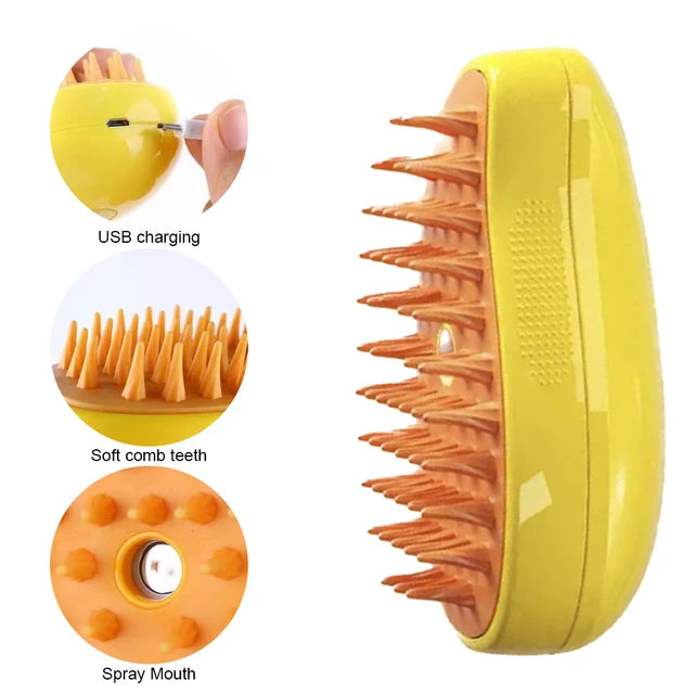 USB Rechargeable Cat Grooming Comb with Electric Water Spray