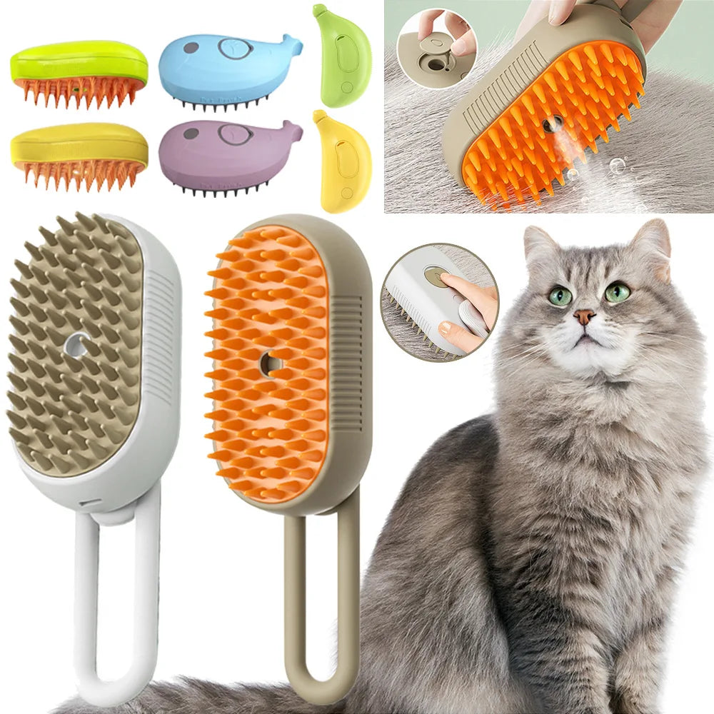 USB Rechargeable Cat Grooming Comb with Electric Water Spray