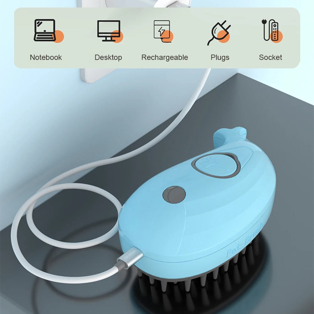 USB Rechargeable Cat Grooming Comb with Electric Water Spray