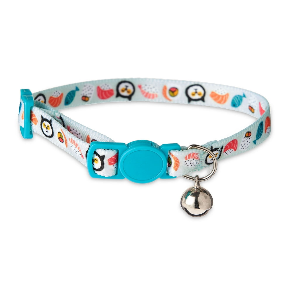 Polyester Sushi Break-Away Cat Collar, Blue