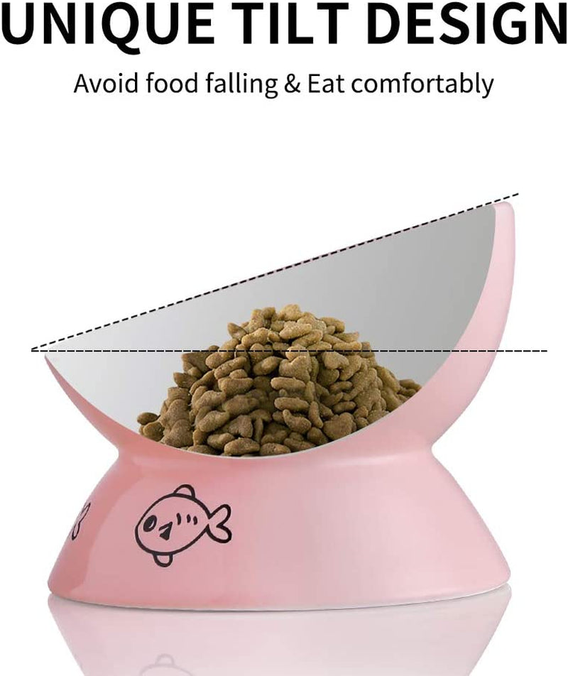 Raised Cat Bowl for Dry Wet Cat Food, Protect Cat'S Spine, Stress Free, Slanted Design for Cat Easy Eating