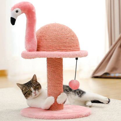 Cat Scratching Post Flamingo Sisal Claw Scratcher Post for Small Cat, Pink