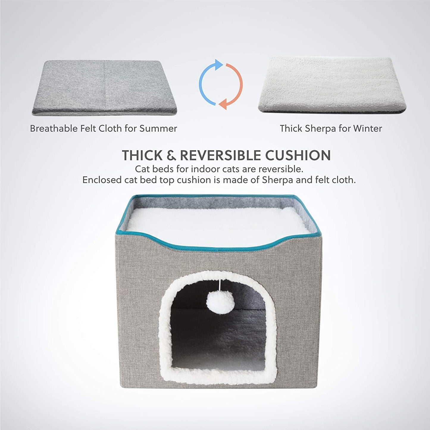 Cat Beds for Indoor Cats,  Large Cat Cave, Cat House with 2 Cushion