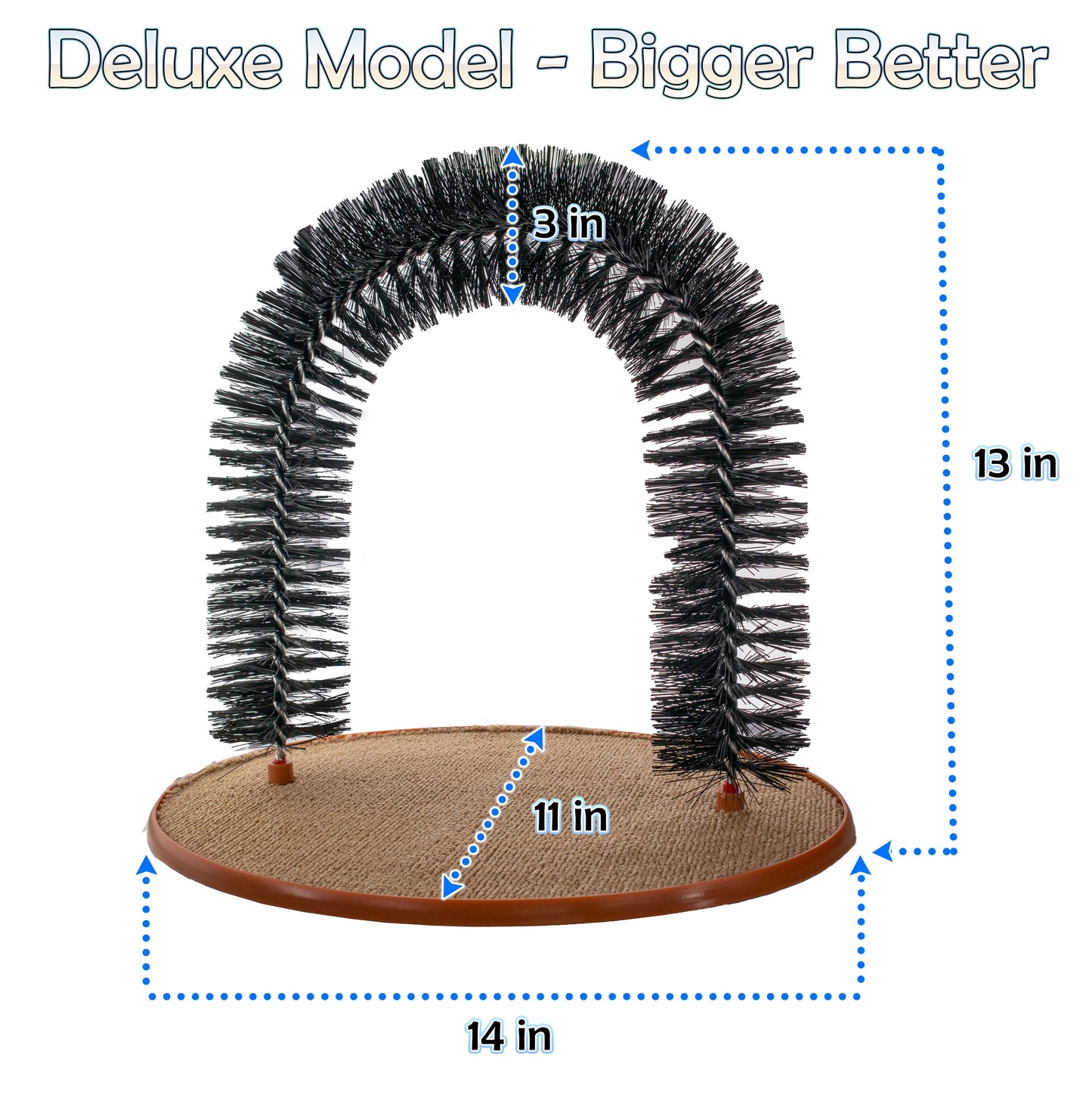 Perfect Cat Self Grooming Arch Post & Toy with Bristle and Catnip for Scratching, Brushing, and Massaging - Cat Grooming Arch