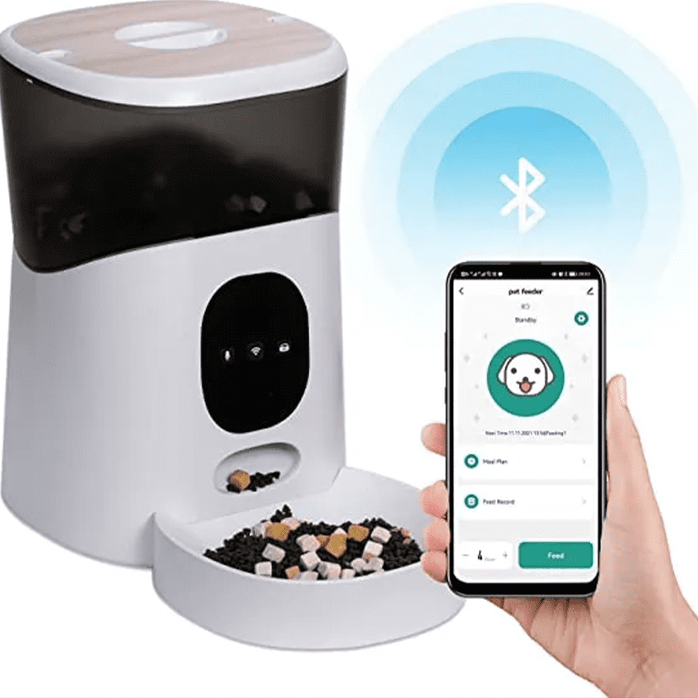 Wifi Automatic Pet Feeder with 10S Voice Recording - 5L Food Dispenser for Cats, Customizable Schedule up to 12 Portions for 10 Meals Daily