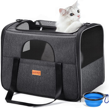 Cat Carrier ® Extra Large Cat Bag with Water Bowl, Soft Sided TSA Airline Approved Pet Carrier up to 20LB