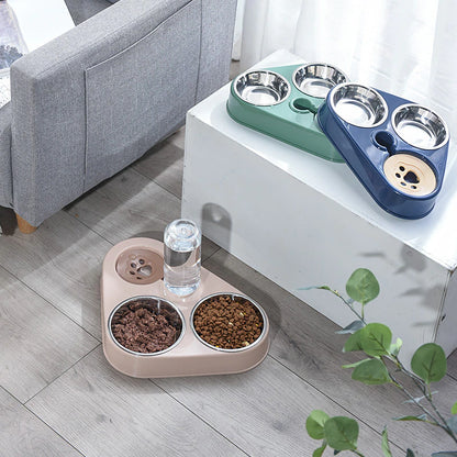 3In1 Pet Cat Food Bowl with Bottle. Automatic Drinking Feeder Fountain.