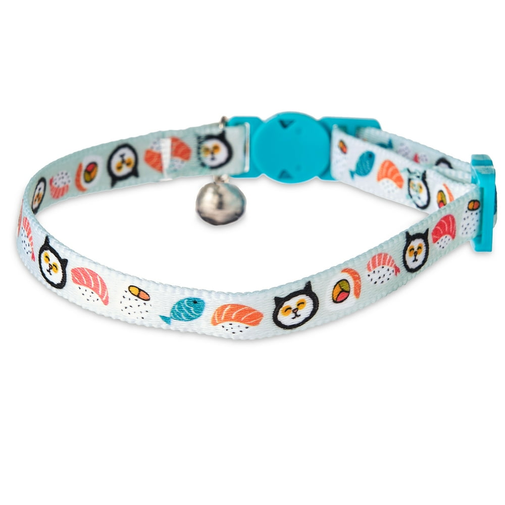 Polyester Sushi Break-Away Cat Collar, Blue