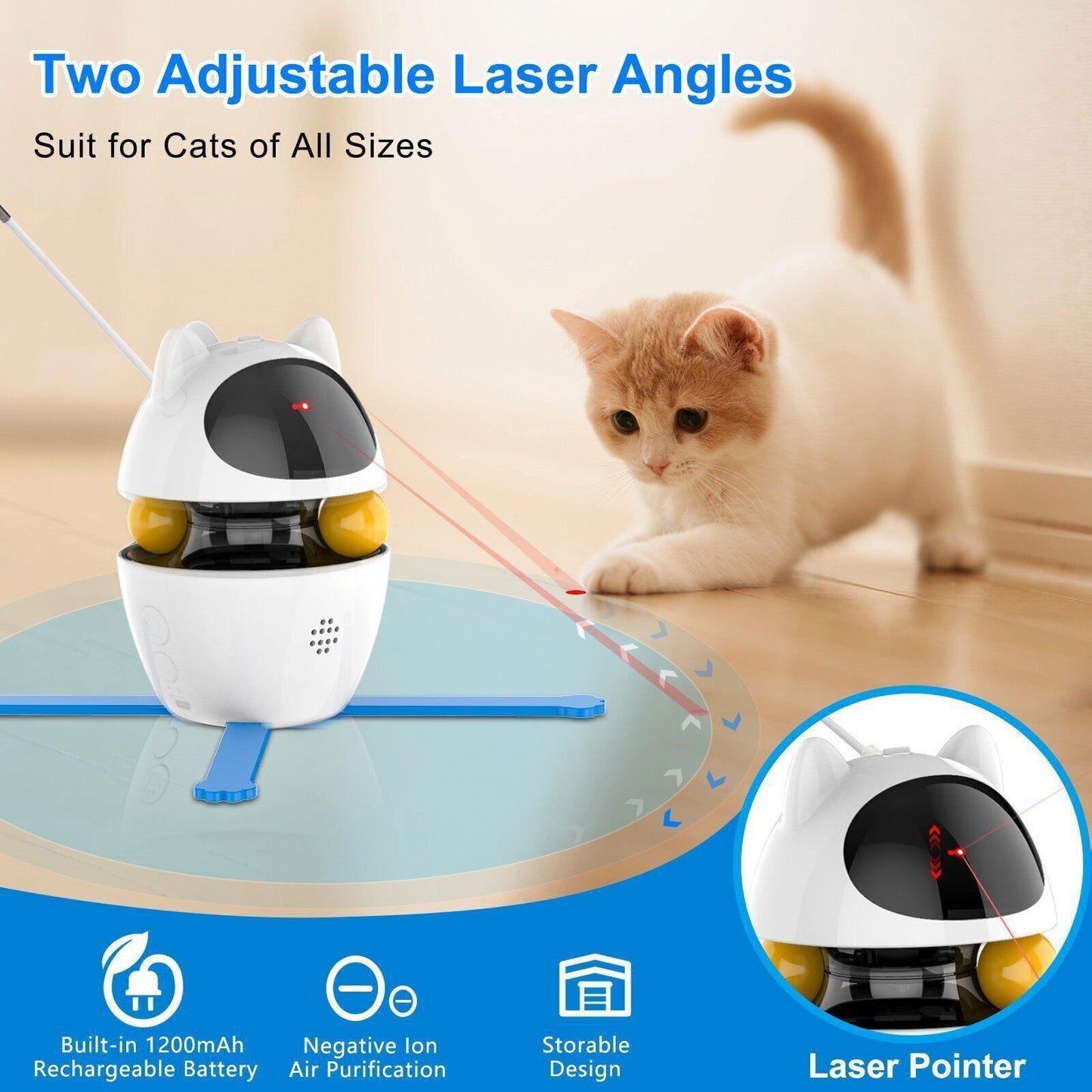 Cat Interactive Toys Laser, Kitten Teaser, Auto Play Automatic Toy