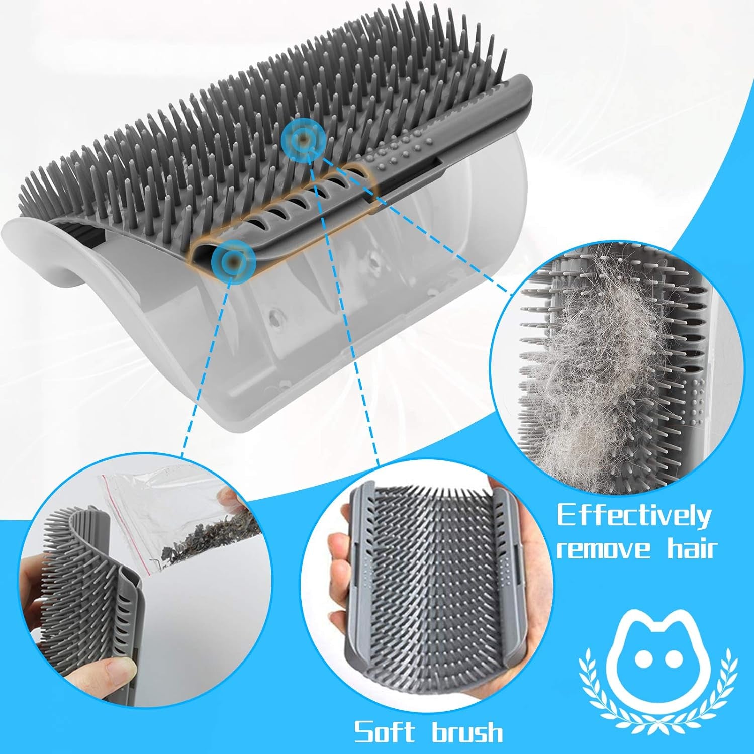 Cat Self Groomer, 2 Pack Cat Grooming Brush, Cat Face Scratcher, Wall Corner Groomers Soft Grooming Brush Cat Massage Combs for Short Long Fur Cats, Softer Massager Toy for Kitten Puppy