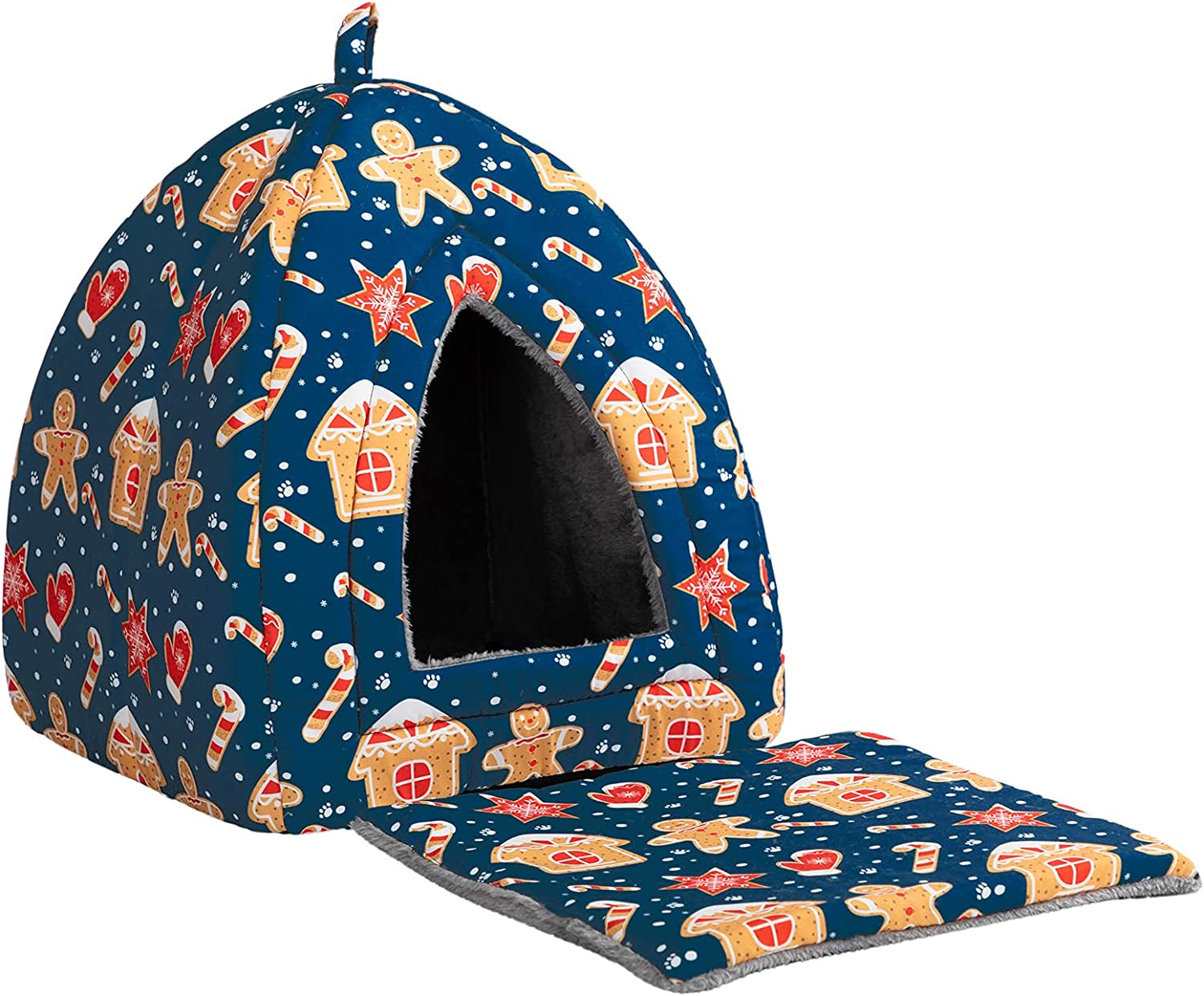 Self-Warming 2 in 1 Foldable Comfortable Triangle Cat Bed Tent House