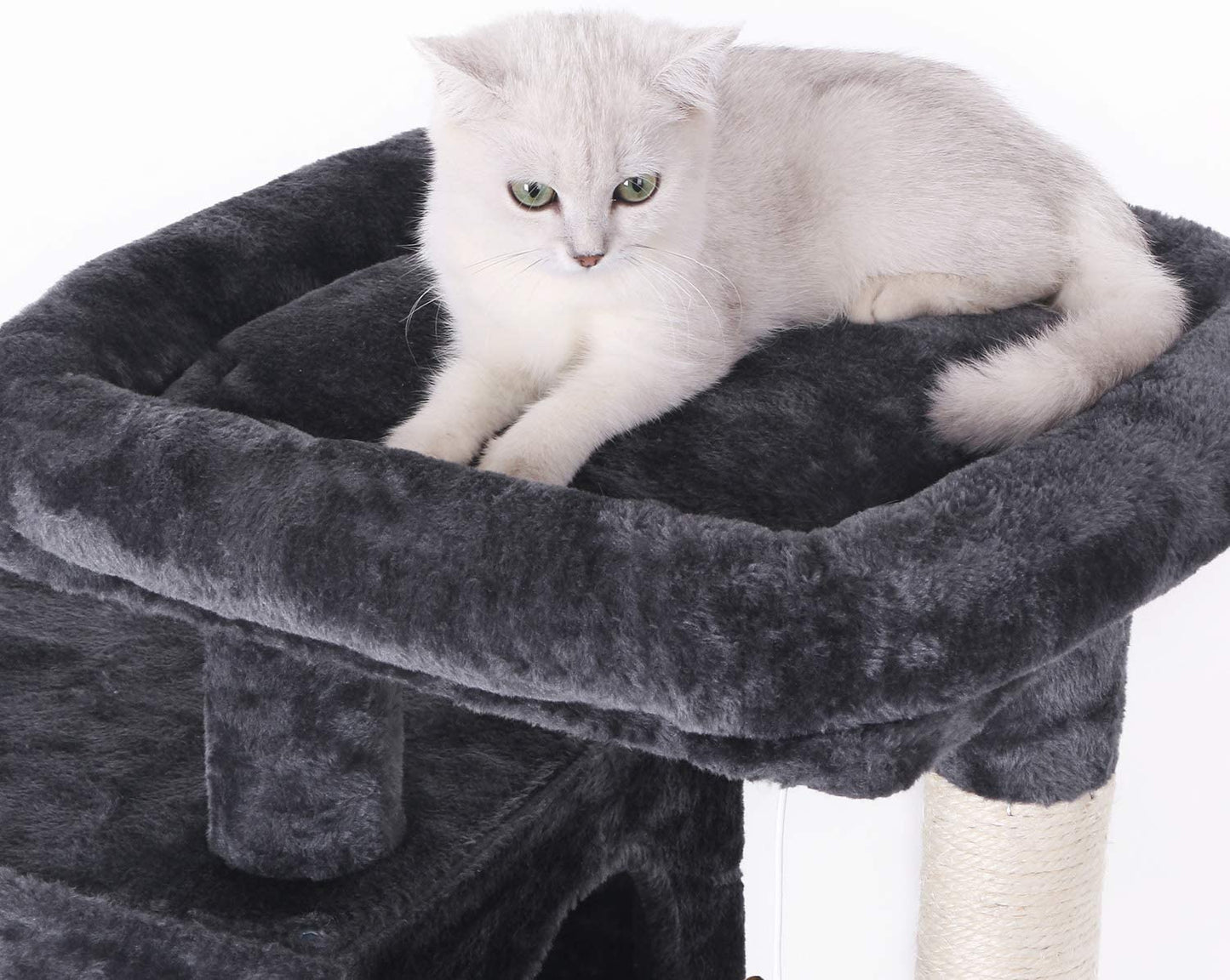 Cat Tree Condo with Sisal Scratching Posts, Scratching Board, Plush Perch and Dual Houses