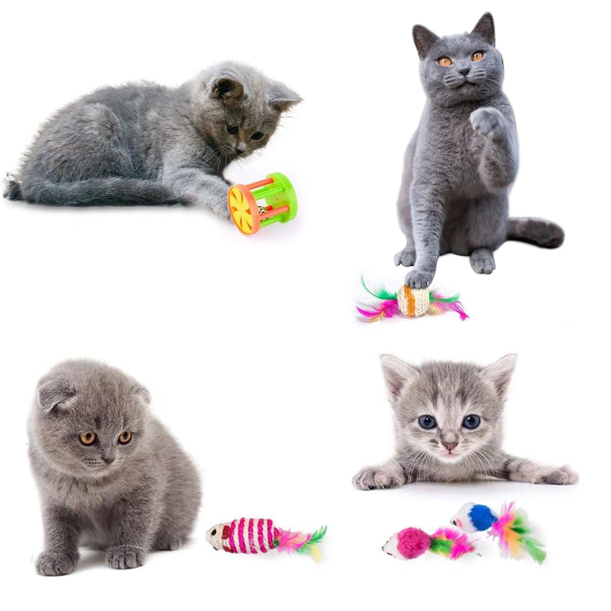 21PCS Cat Toys, Folding Camouflage Cat Tunnel, Indoor Interactive Pet Toys, Teaser Cat Feather Toy, Colourful Mouse Plush Ball 