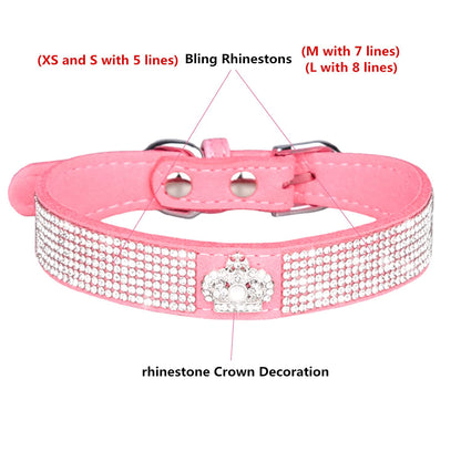 Cat Collar Bling Diamond with Rhinestone Crown Decoration