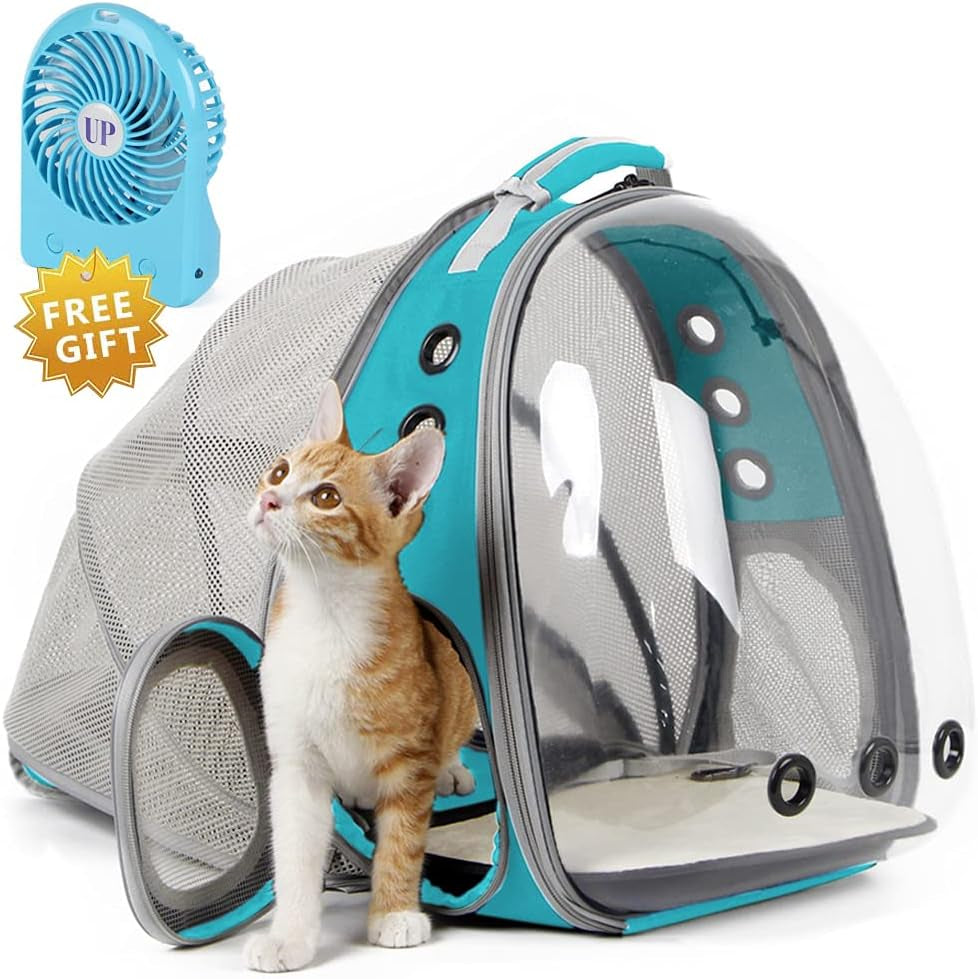 Cat Travel Backpack with Fan, Fit up to 20 Lbs, Space Capsule Astronaut, Clear Bubble Window Pet Backpack for Cats