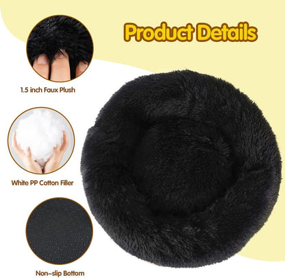 Pet Cat Bed, Round Donut Cat Beds for Indoor Cats, Anti-Slip