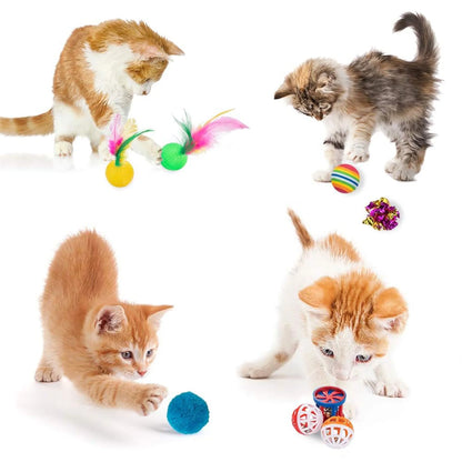 21PCS Cat Toys, Folding Camouflage Cat Tunnel, Indoor Interactive Pet Toys, Teaser Cat Feather Toy, Colourful Mouse Plush Ball 