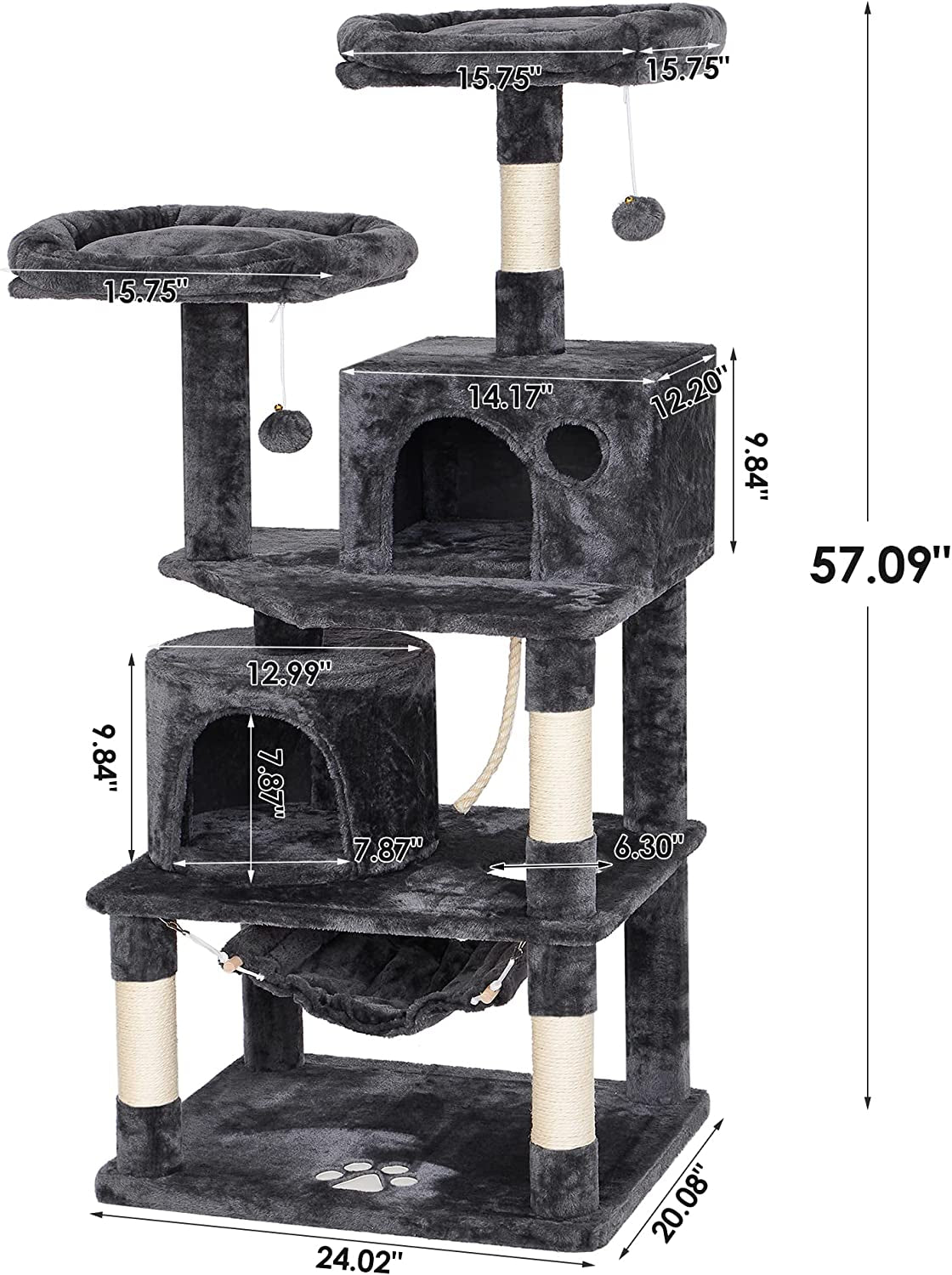 Cat Tower for Indoor Cats, Kitten Furniture Activity Center, Play House with Sisal Scratching Posts, Perches Hammock 