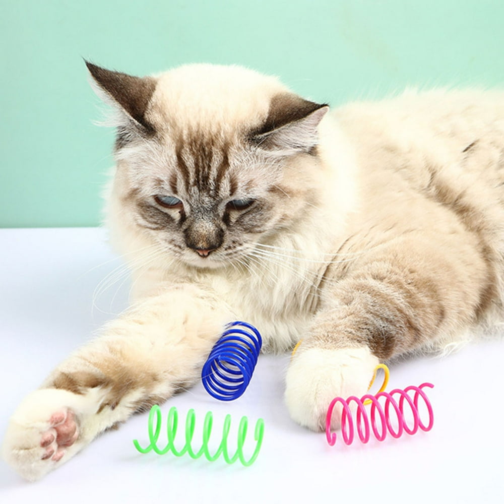 Colorful Springs Cat Toy, 16Pcs Cat Coil Toy, Durable Plastic , Bouncing and Training Fun 