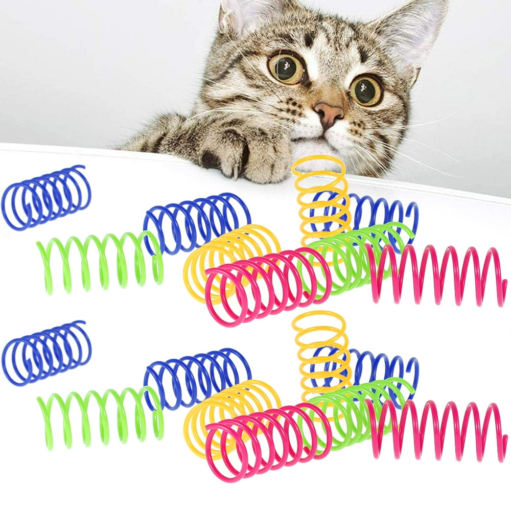 Colorful Springs Cat Toy, 16Pcs Cat Coil Toy, Durable Plastic , Bouncing and Training Fun 