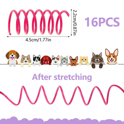 Colorful Springs Cat Toy, 16Pcs Cat Coil Toy, Durable Plastic , Bouncing and Training Fun 