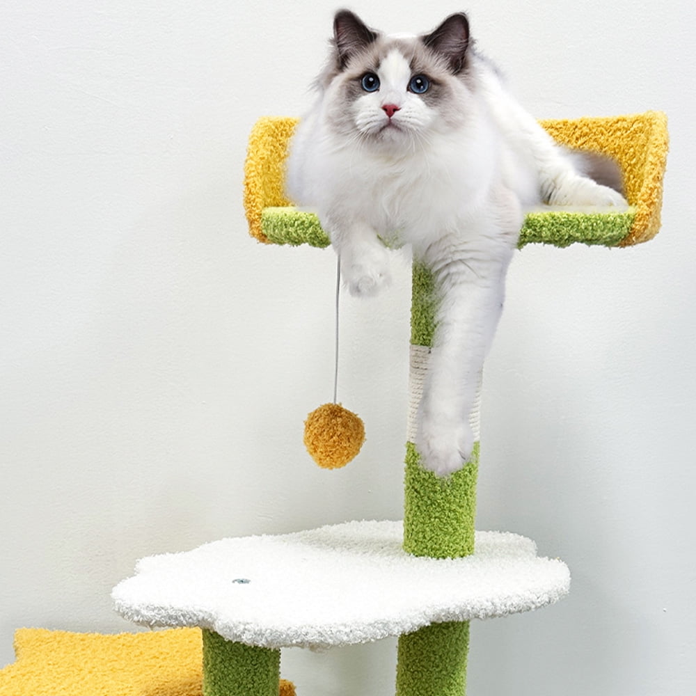 35" Cat Tree, Cat Tower with Sisal Scratching Posts, Condo Perch for Indoor Small Cats