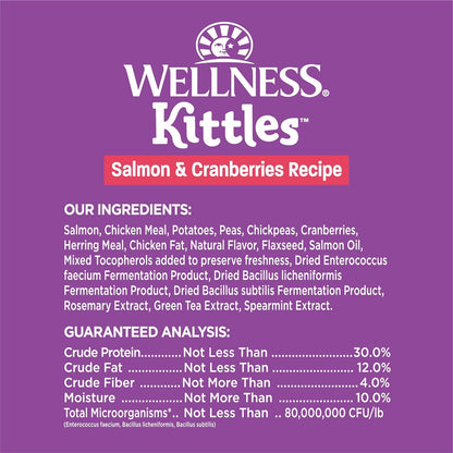 Wellness Kittles Natural Grain Free Cat Treats, Salmon & Cranberries, 6-Ounce Bag