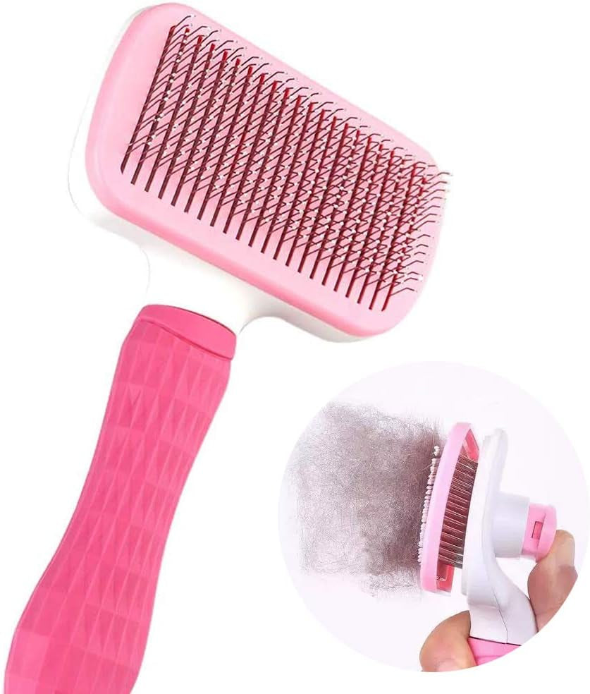 Self Cleaning Pet Brush for Cat, Grooming Brush with Long and Soft Hair