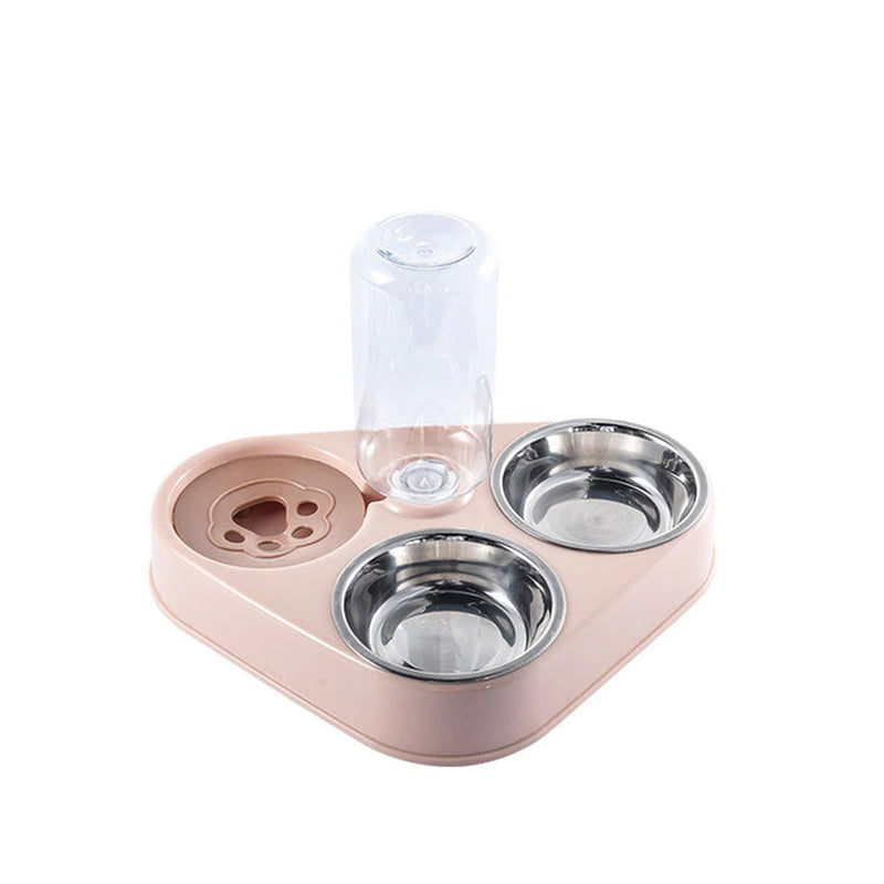 3In1 Pet Cat Food Bowl with Bottle. Automatic Drinking Feeder Fountain.