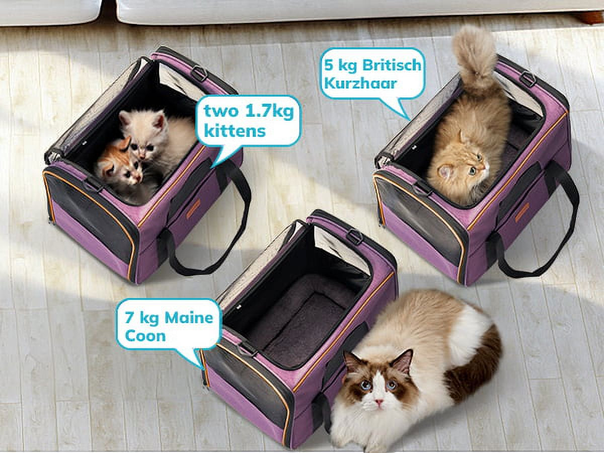 Cat Carrier ® Extra Large Cat Bag with Water Bowl, Soft Sided Tsa Airline Approved Pet Carrier up to 20LB, Travel Puppy Carrier Cat Carrier for Small Medium Large Dogs Cats Rabbits - Purple