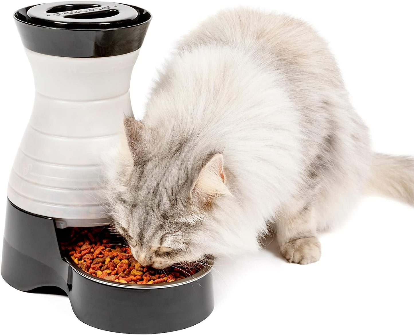 Healthy Pet Food Station - Small, 2 Lb Kibble Capacity - Automatic Cat Feeder  - Removable Stainless Steel Bowl Resists Corrosion & Stands up to Frequent Use - Easy to Fill