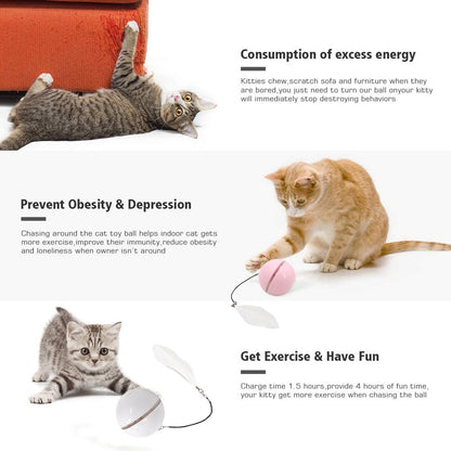 Electric Cat Ball Toys, Interactive Self Auto Rotating Intelligent Cat Ball Toys 