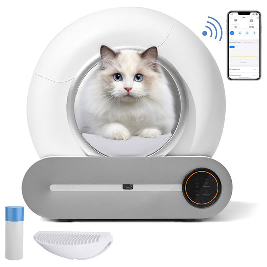 Self Cleaning Litter Box, Automatic Cat Litter Box with App Control Support, Integrated Safety Protection