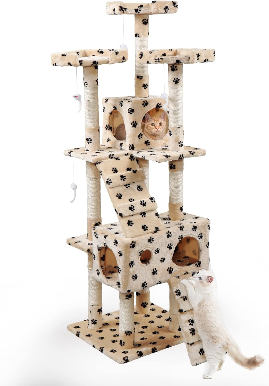 67” Tall Cat Trees and Towers with Scratching Posts, Condos,  Hammock Resting Perch, Indoor Pet Activity Furniture Play House for Large Cats 