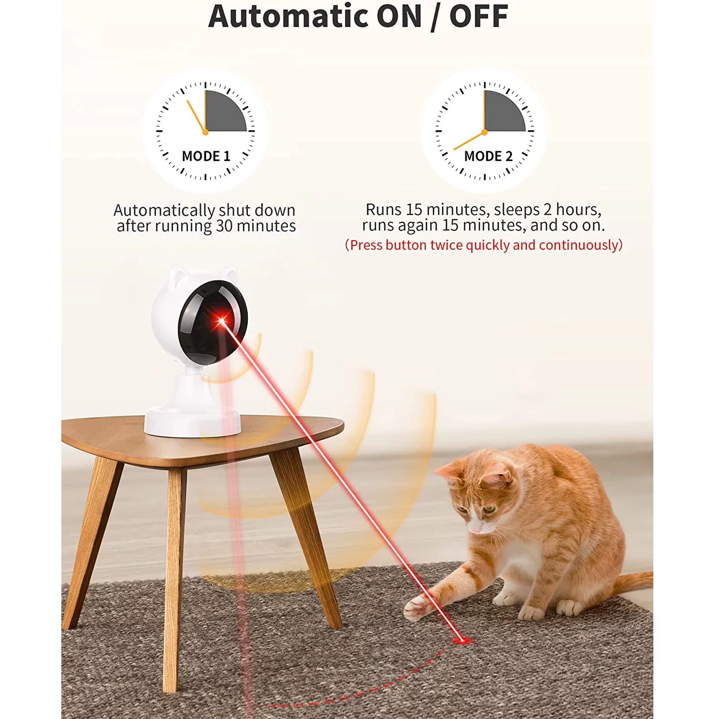 Automatic Cat Laser Toys, Interactive Laser Cat Toys for Indoor Cats, Cat Laser Toy Automatic White