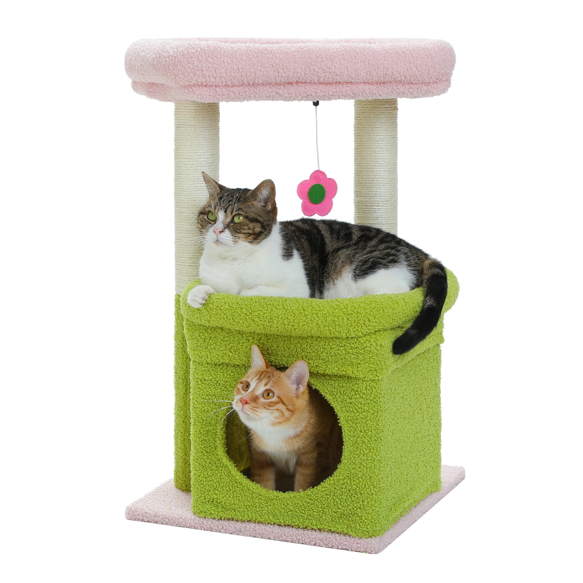 Cat Tree Condo 27" Cat Tower with Large Top Perch and Scratching Posts for Kittens and Medium Cats