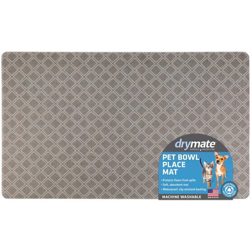 Pet Bowl Placemat, Feeding Mat for Dog & Cat - Thin, Absorbent, Waterproof, Machine Washable