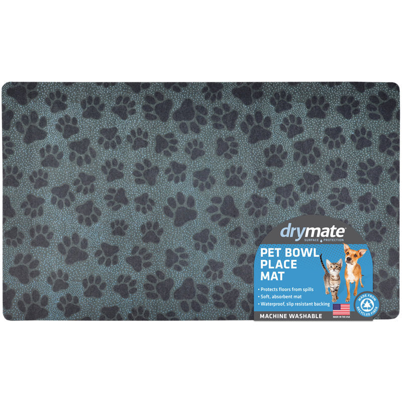 Pet Bowl Placemat, Feeding Mat for Dog & Cat - Thin, Absorbent, Waterproof, Machine Washable