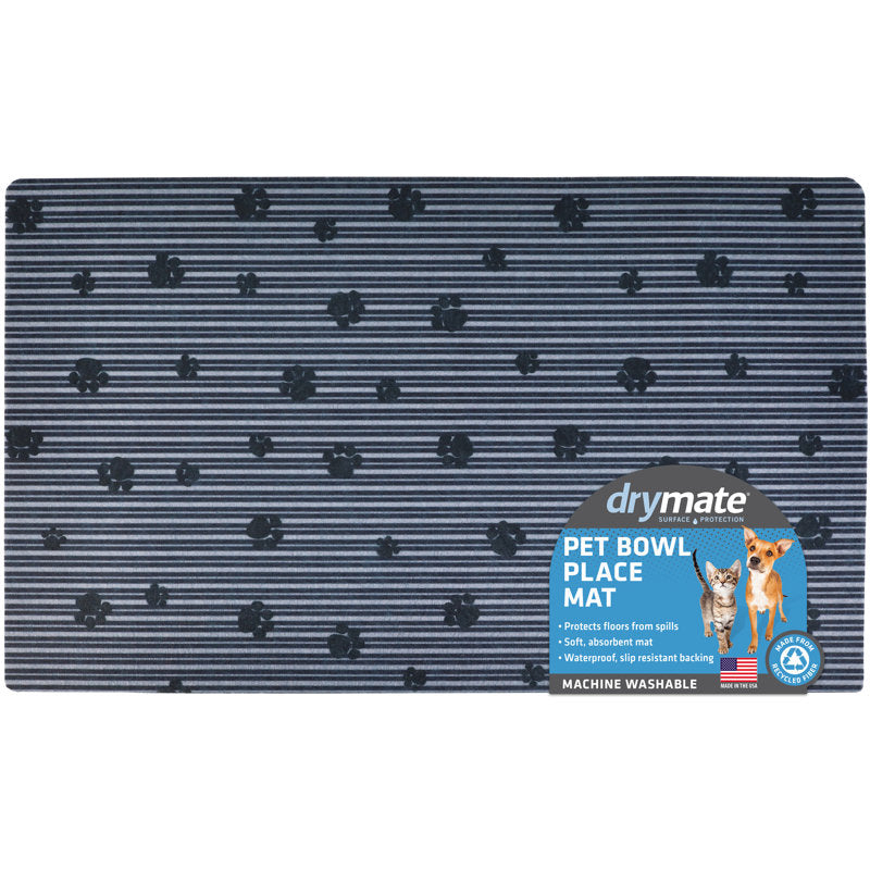 Pet Bowl Placemat, Feeding Mat for Dog & Cat - Thin, Absorbent, Waterproof, Machine Washable