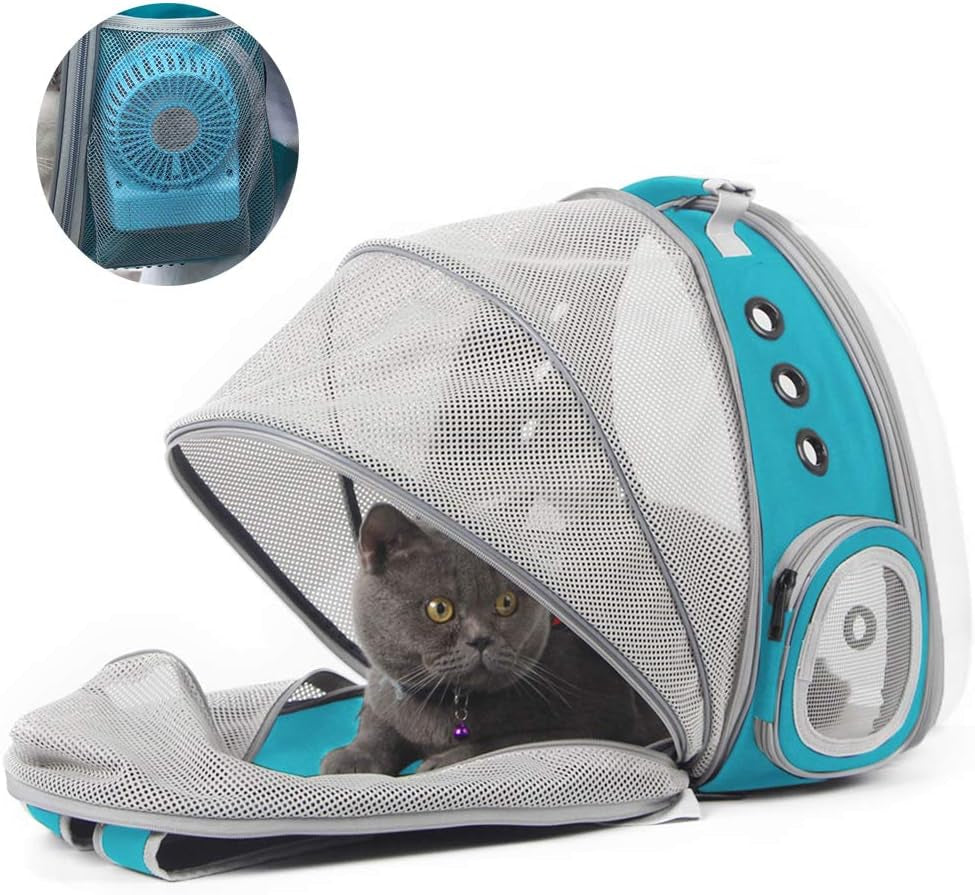 Cat Travel Backpack with Fan, Fit up to 20 Lbs, Space Capsule Astronaut, Clear Bubble Window Pet Backpack for Cats