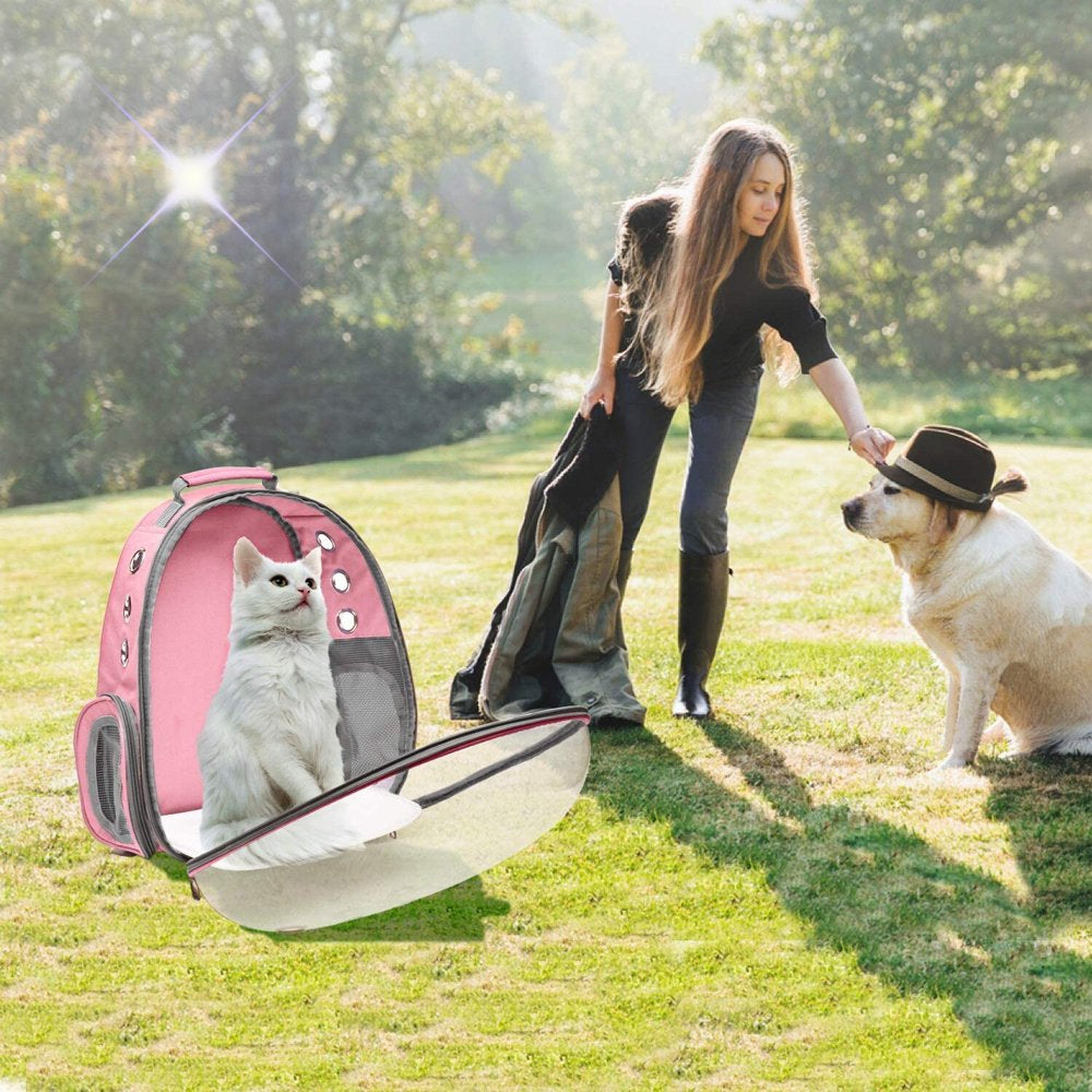 Cat Backpack Carrier Bubble Carrying Bag, Carrier for Small Medium Cats, Space Capsule Pet Carrier Hiking Backpack, Airline Approved Travel Carrier - Pink