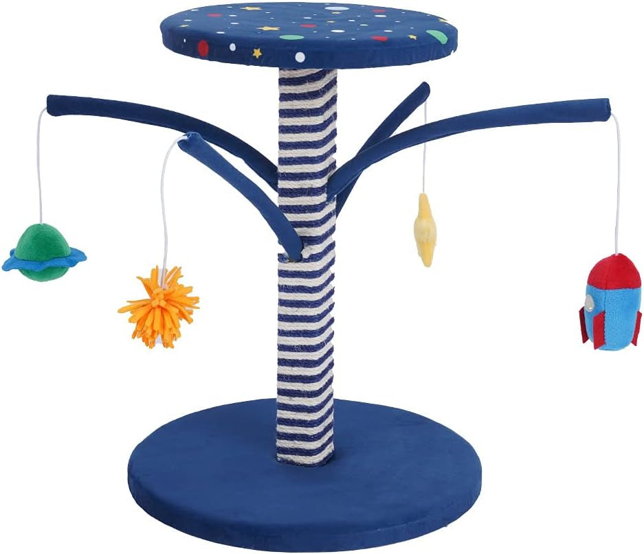 Starry Cat Scratching Post with Space Teaser Toys