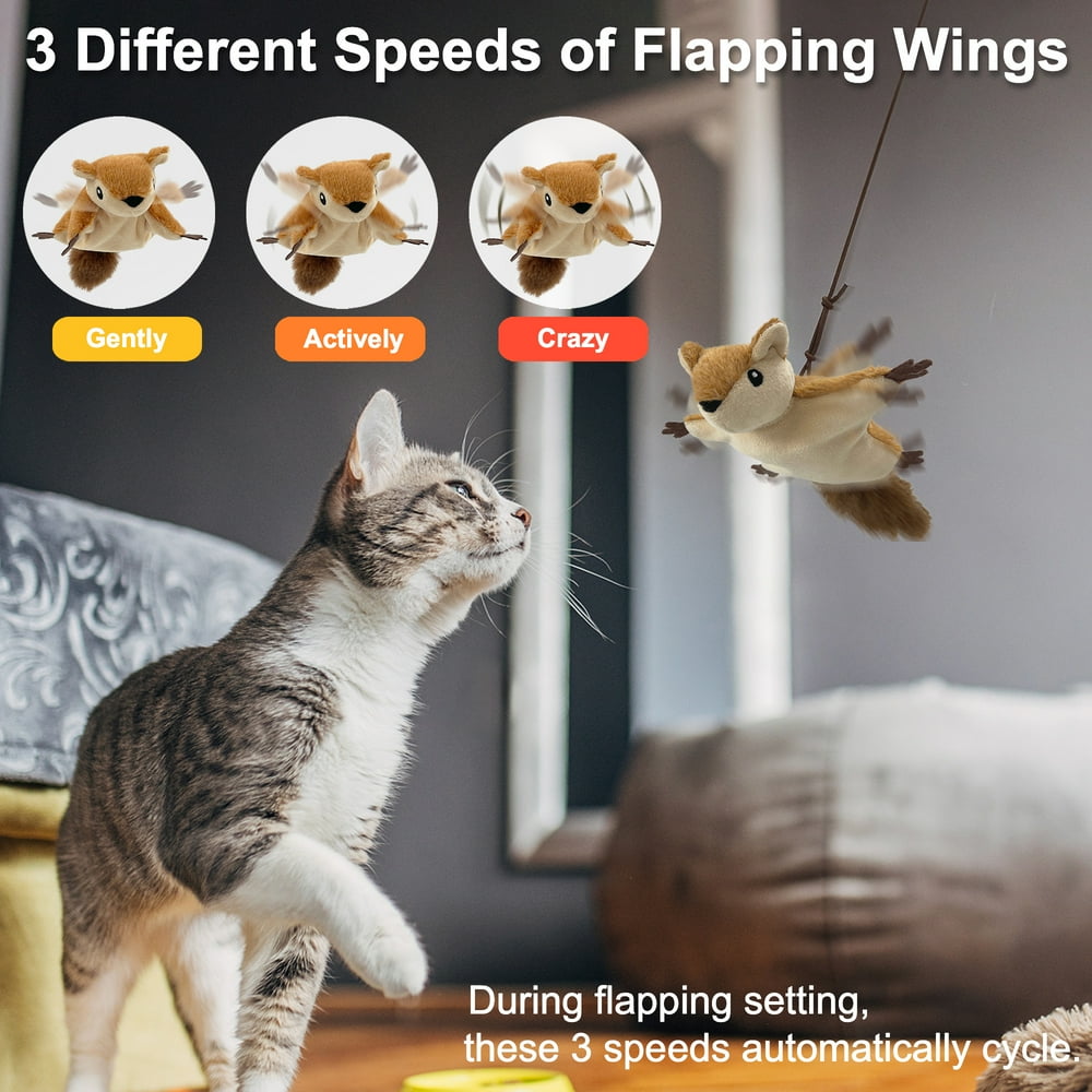 Interactive Cat Toys, Flapping Squirrel for Indoor Cats, Rechargeable, Vivid Chirping