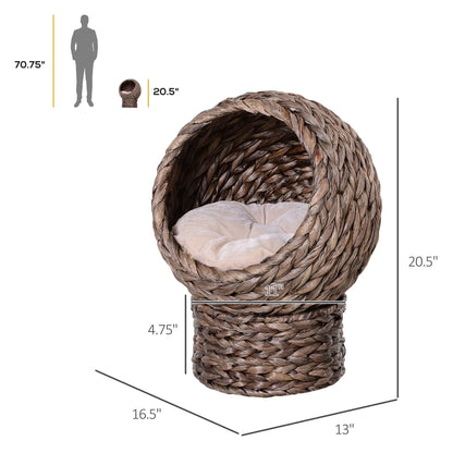 20" Rattan Elevated Cat Bed Egg Chair, Cat Basket Bed