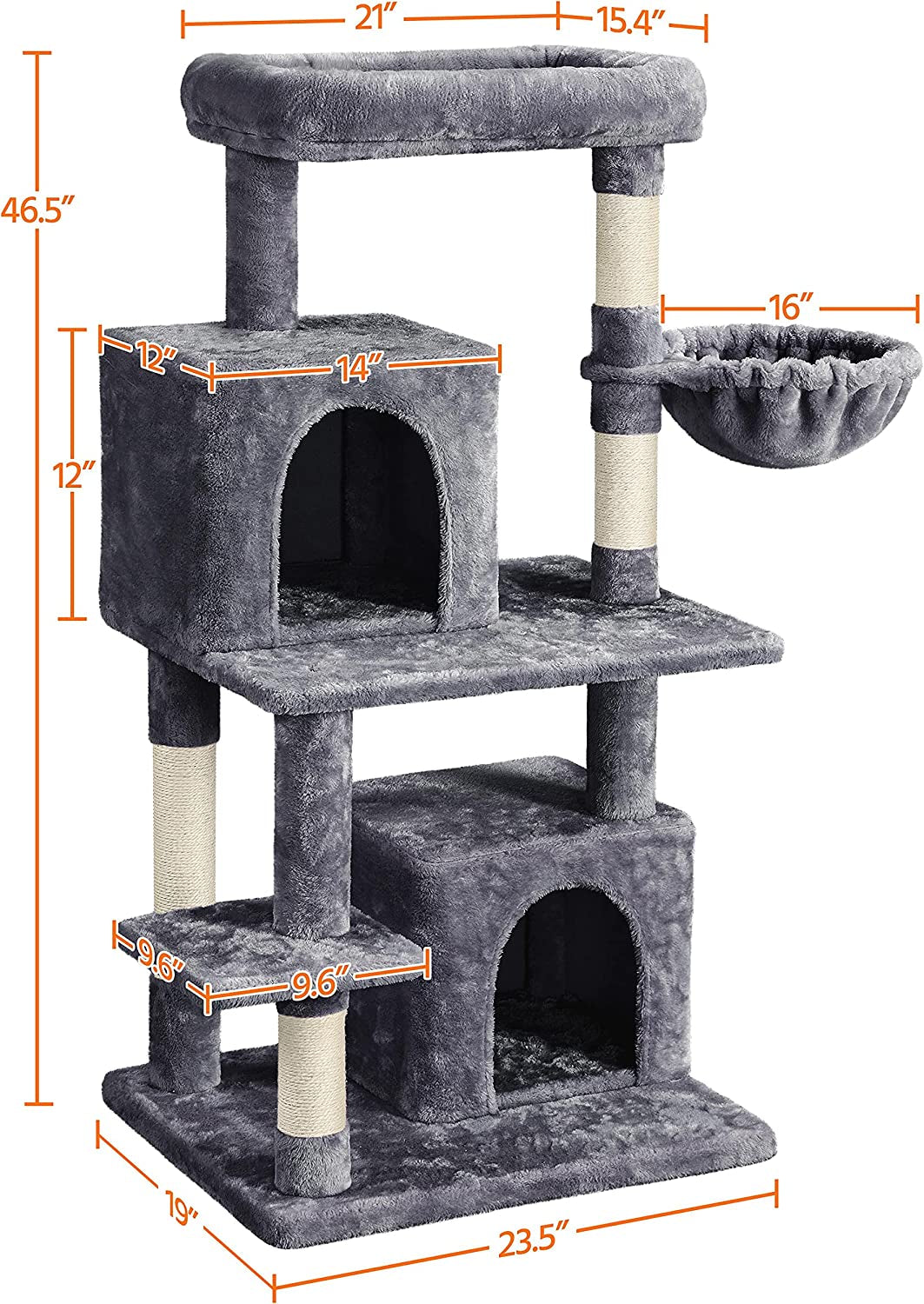 Cat Trees with Scratching Post, Condos, Basket, Top Perch for Indoor Cats