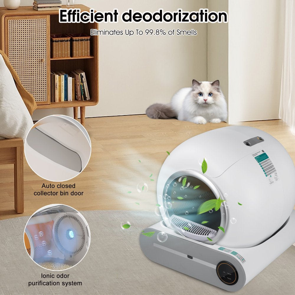 Self Cleaning Litter Box, Automatic Cat Litter Box with App Control Support, Integrated Safety Protection