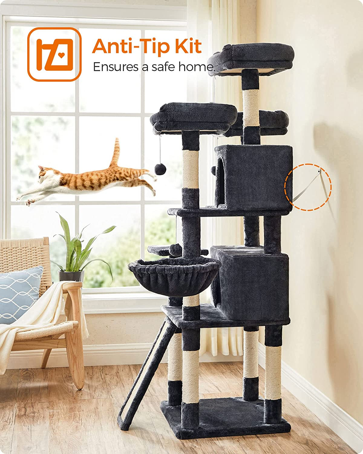 Cat Tree, Large Cat Tower, Cat Condo with Scratching Posts, 